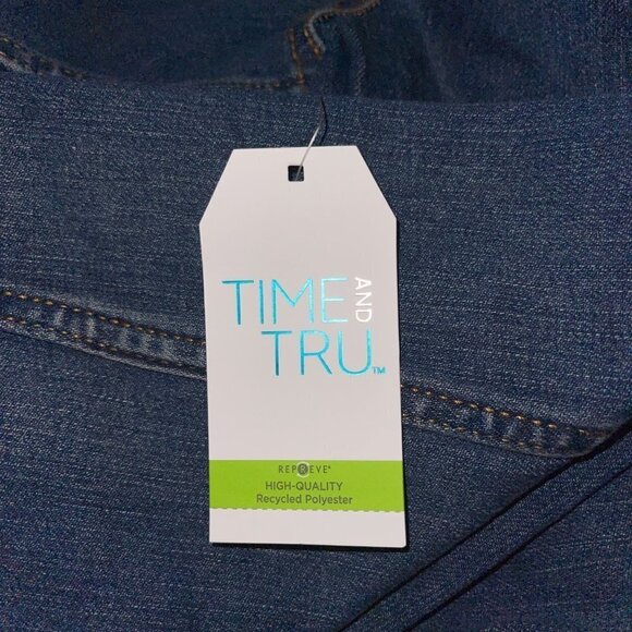 TIME & TRU Jean Jacket Stretch Denim Women's Medium (8-10) Blue Medium‎ Wash NWT - Picture 8 of 9